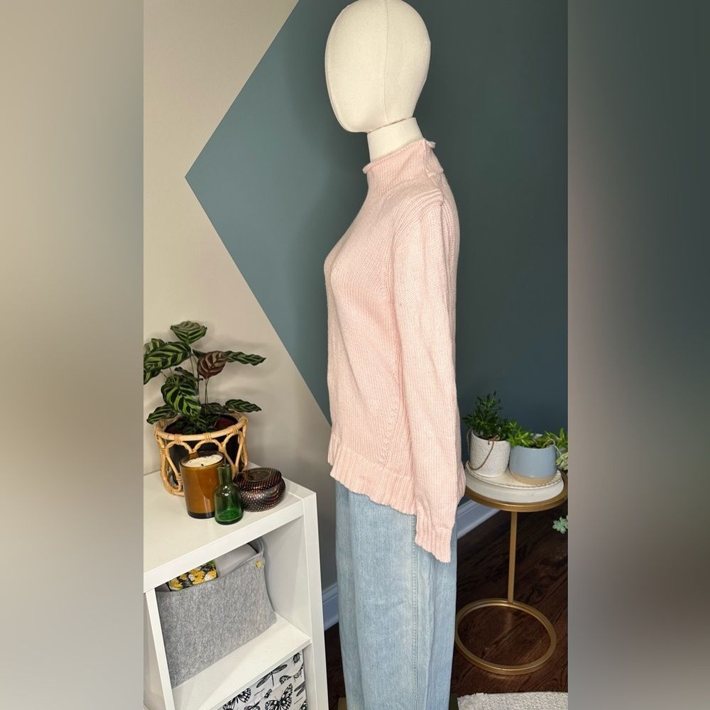 J.Crew Always Rollneck Sweater Pink Women’s Classic 100% Cotton Knit Pullover M - Picture 3 of 11